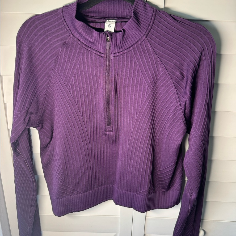 Lululemon Purple Quarter-Zip Ribbed Sweater